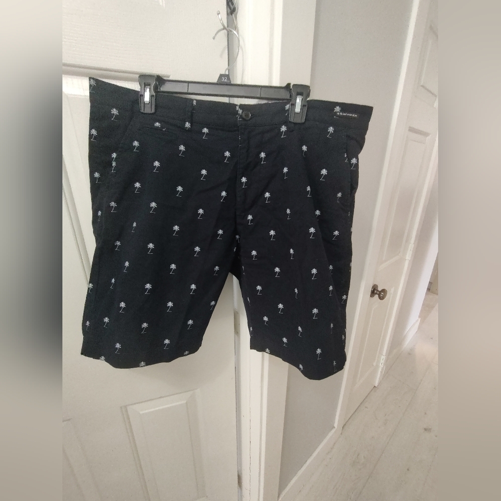 Denim & Flower Men's Shorts with Palm Trees Black (36)